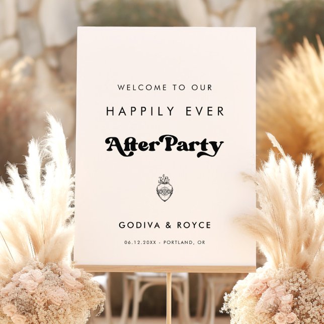 Retro Happily Ever After Party Welcome Sign (Creator Uploaded)