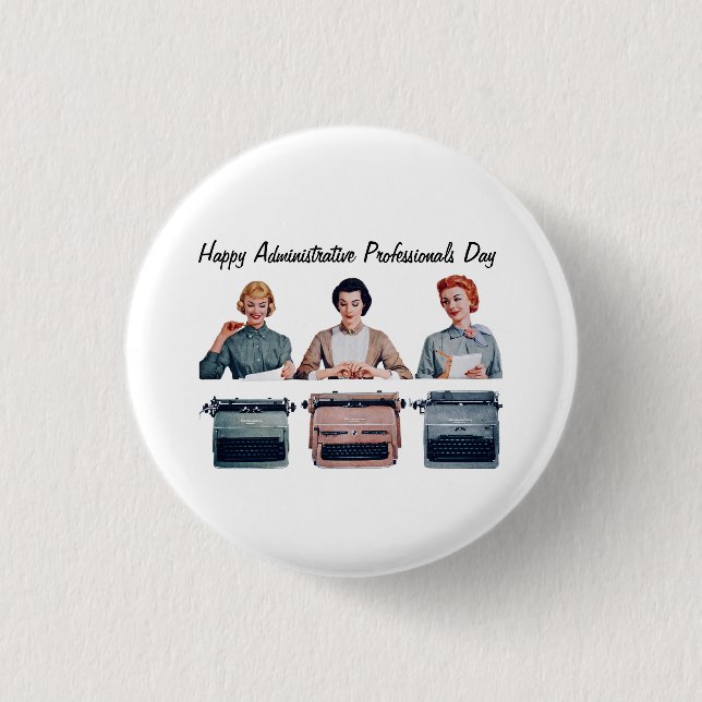 Retro Happy Administrative Professionals Day  Button (Front)