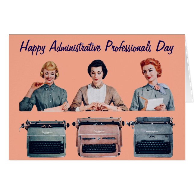 Retro Happy Administrative Professionals Day  Cards (Front Horizontal)