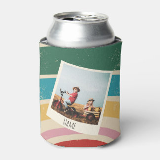 Retro Happy Birthday 40th Custom Photo Vintage Can Cooler
