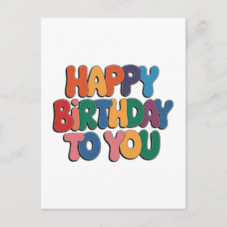 Retro Happy Birthday Announcement Postcard