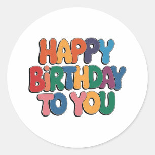 Retro Happy Birthday Classic Round Sticker