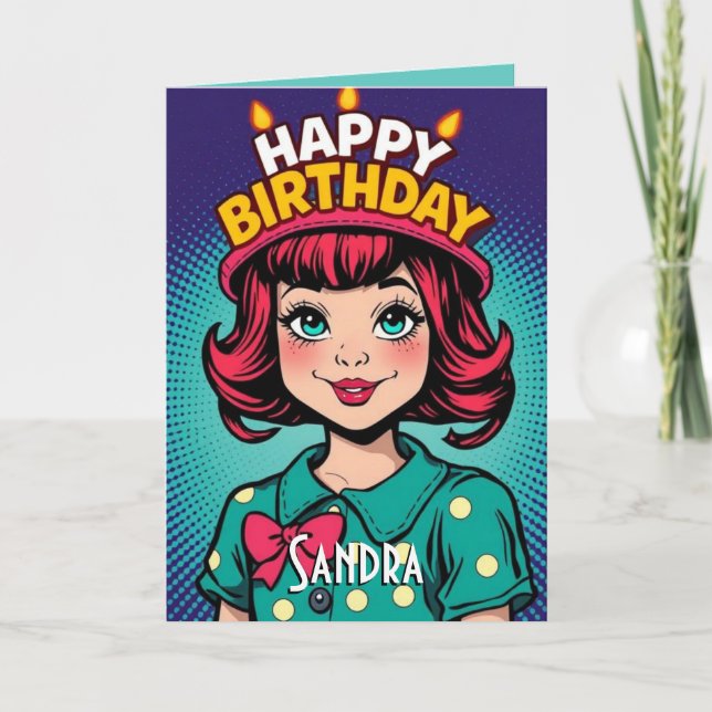 Retro Happy Birthday Daughter Card (Front)