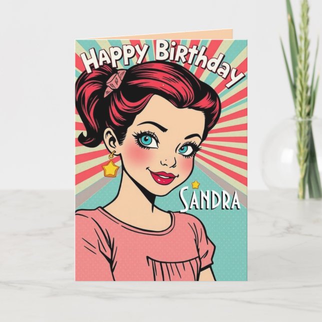 Retro Happy Birthday Daughter Card (Front)