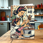 Retro Happy Birthday Daughter Card<br><div class="desc">Sweet sentimental Happy Birthday Daughter card. A retro scene with a mom teaching her daughter how to bake a cake don't in a vintage comic book pop art style.</div>
