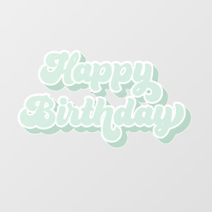 Retro Happy Birthday Groovy mint green Wall Decal