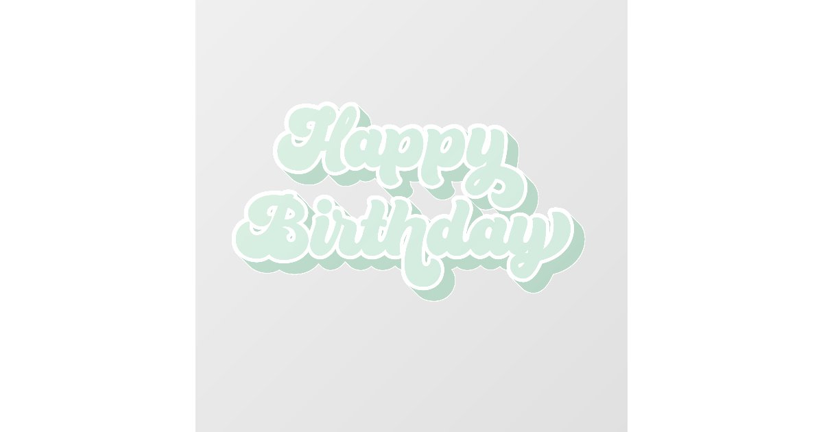 Retro Happy Birthday Groovy mint green Wall Decal Zazzle