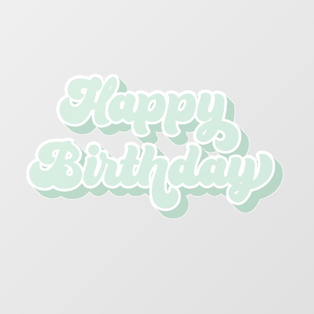 Retro Happy Birthday Groovy mint green Wall Decal (Front)