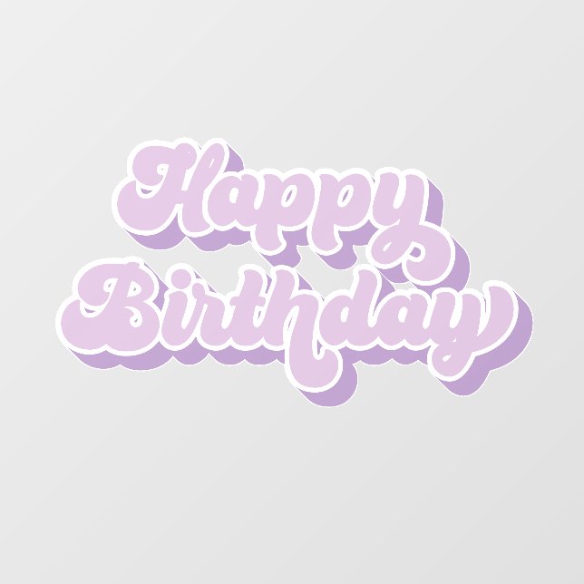 Retro Happy Birthday Groovy purple Wall Decal (Front)