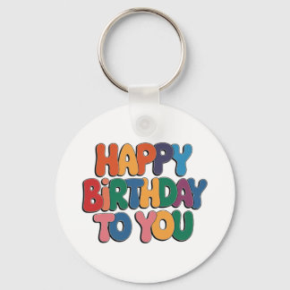 Retro Happy Birthday Keychain