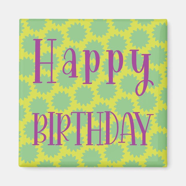 Retro Happy Birthday Magnet (Front)