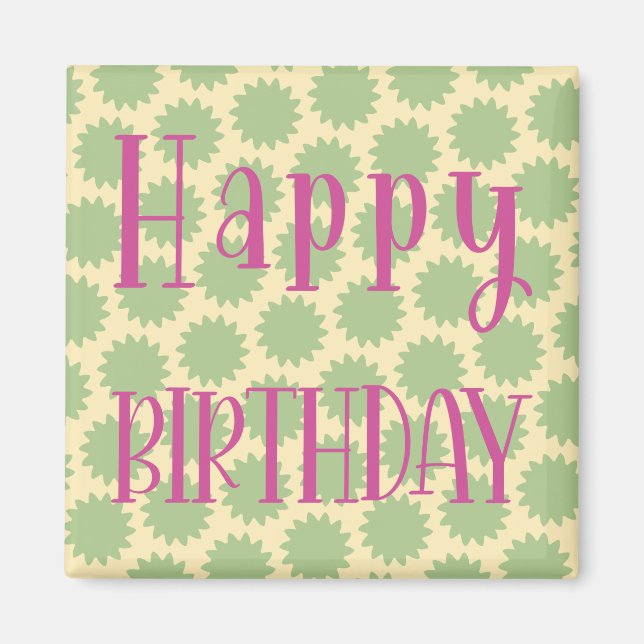 Retro Happy Birthday Magnet (Front)