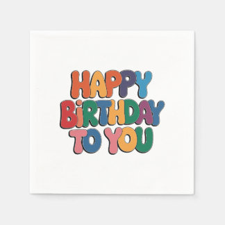 Retro Happy Birthday Napkins
