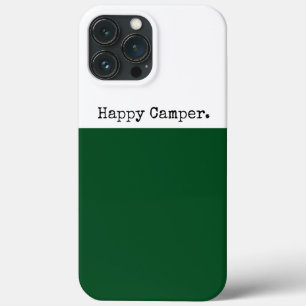 Retro HAPPY CAMPER Deep Green White Color Block iPhone 13 Pro Max Case