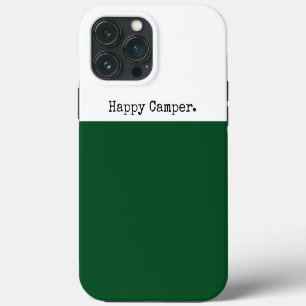 Retro HAPPY CAMPER Deep Green White Color Block iPhone 13 Pro Max Case