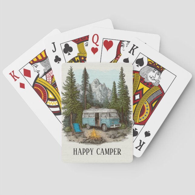 Retro Happy Camper Poker Cards (Back)