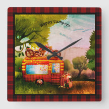 Retro Happy Campers Trailer Trash Buffalo Plaid