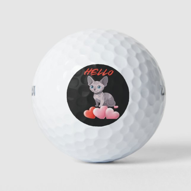 Retro Happy Cat Quote – Routine & Love Golf Balls (Front)