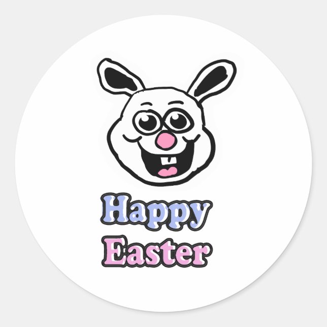 Retro Happy Easter Bunny Classic Round Sticker (Front)