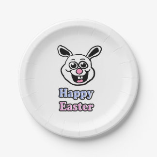 Retro Happy Easter Bunny Paper Plates