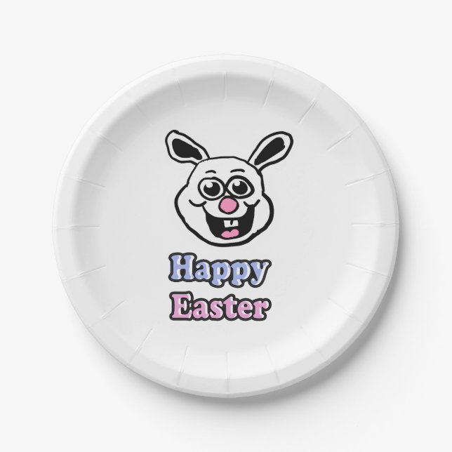 Retro Happy Easter Bunny Paper Plates (Front)