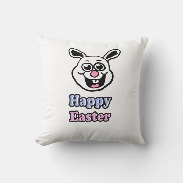 Retro Happy Easter Bunny Throw Pillow (Front)