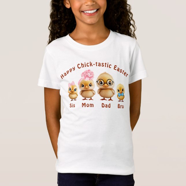 Retro Happy Easter Chicks Family T-shirt (Front)