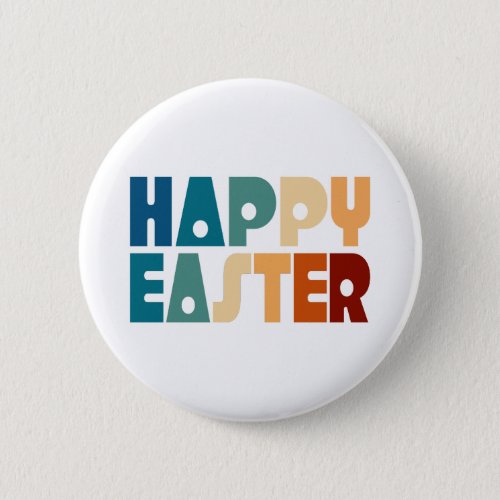 Retro Happy Easter Typography  Pin Button