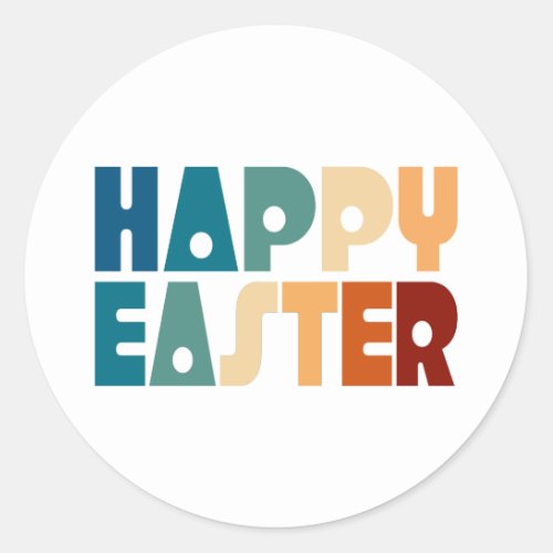 Retro Happy Easter Typography  Sticker Seal