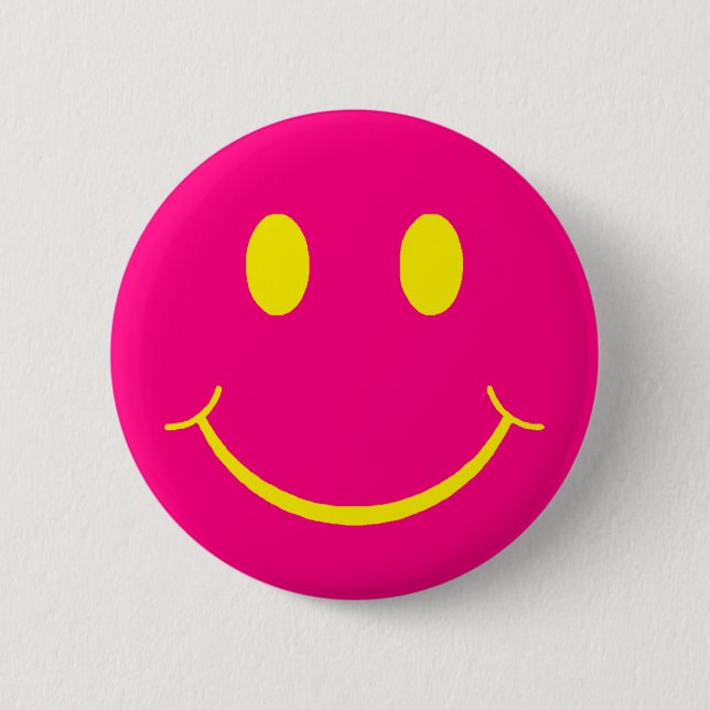Retro Happy Face Pinback Button (Front)