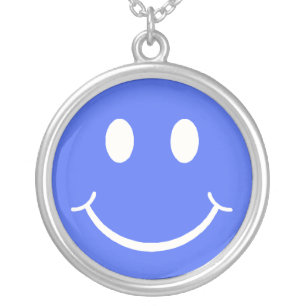 Retro Happy Face Silver Plated Necklace