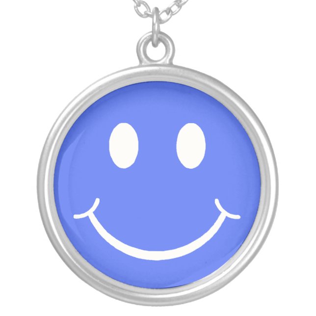 Retro Happy Face Silver Plated Necklace (Front)