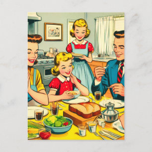 Retro Happy Family Comics Postcard