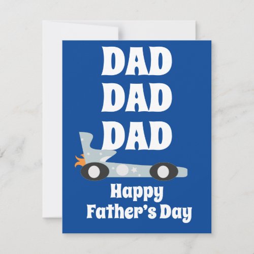 Retro Happy Fathers Day Racing Car Blue 