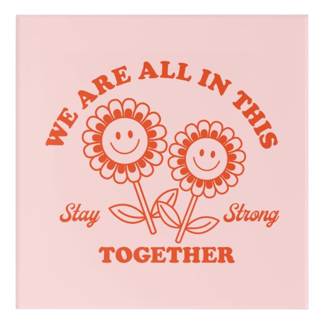 Retro Happy Flower Graphic Acrylic Print (Front)