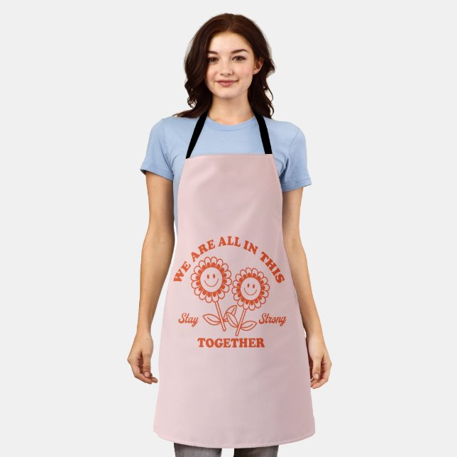 Retro Happy Flower Graphic Apron (Worn)
