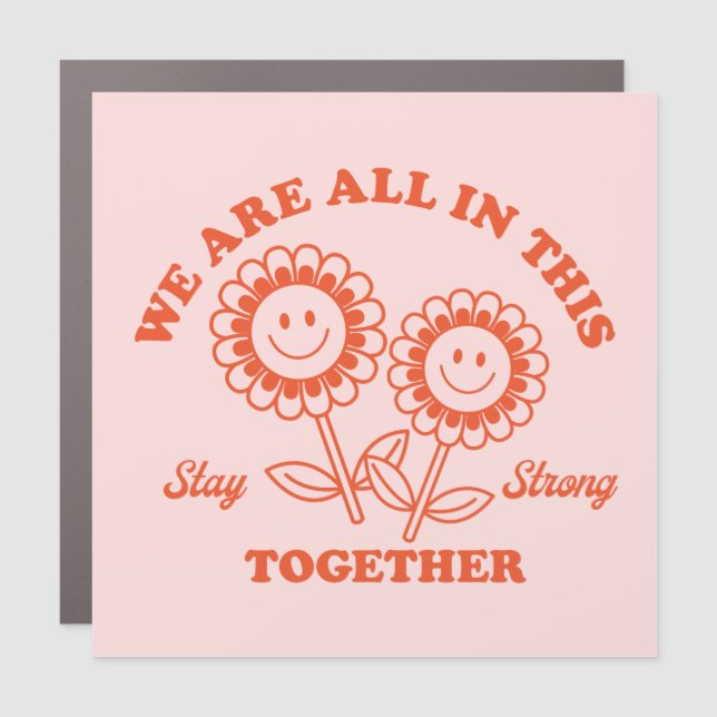 Retro Happy Flower Graphic Car Magnet (Front)