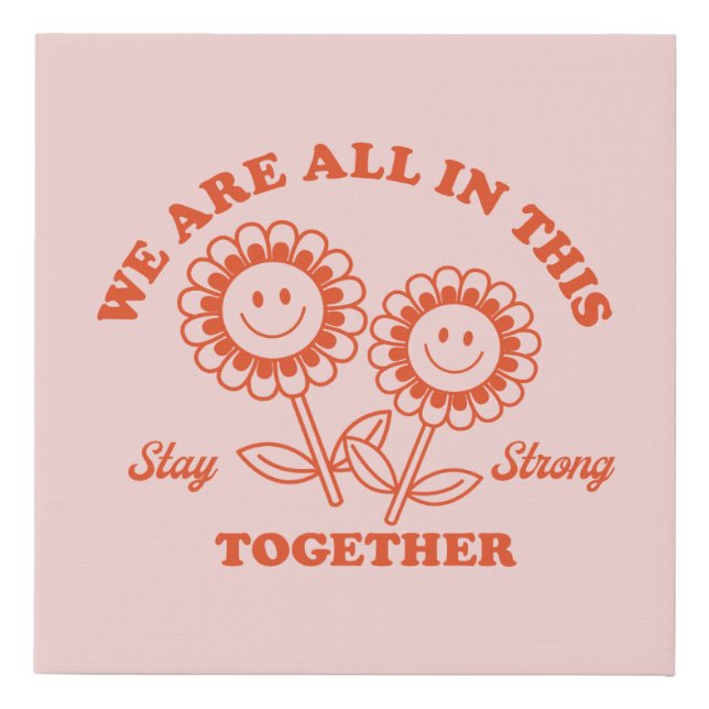 Retro Happy Flower Graphic Faux Canvas Print (Front)