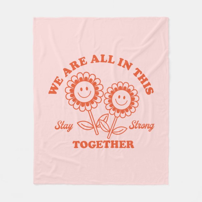 Retro Happy Flower Graphic Fleece Blanket (Front)