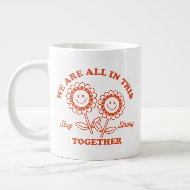 Retro Happy Flower Graphic Giant Coffee Mug (Left)