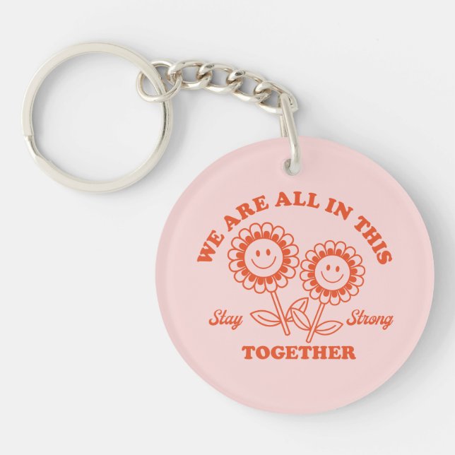 Retro Happy Flower Graphic Keychain (Front)