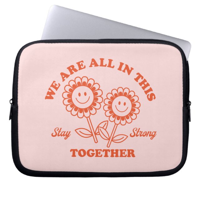 Retro Happy Flower Graphic Laptop Sleeve (Front)