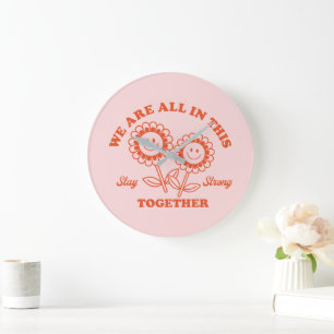 Retro Happy Flower Graphic Large Clock