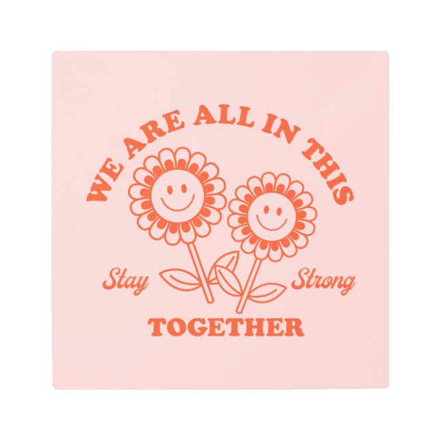 Retro Happy Flower Graphic Metal Print (Front)