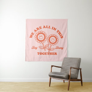 Retro Happy Flower Graphic Tapestry