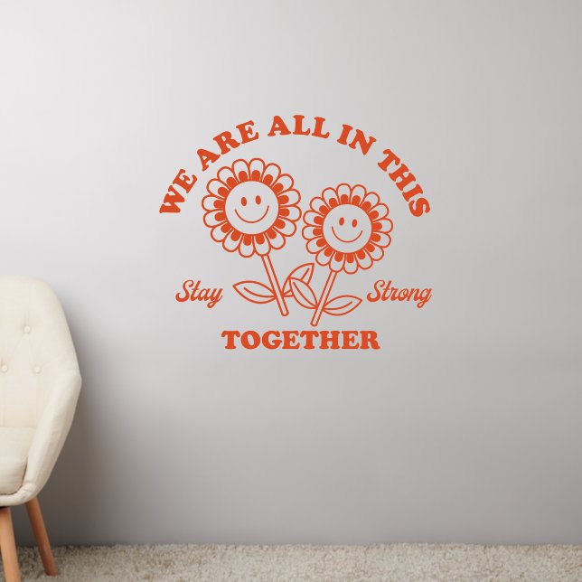 Retro Happy Flower Graphic Wall Decal (Living Room 2)