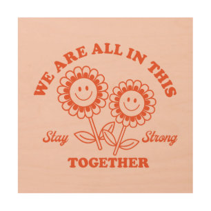 Retro Happy Flower Graphic Wood Wall Art