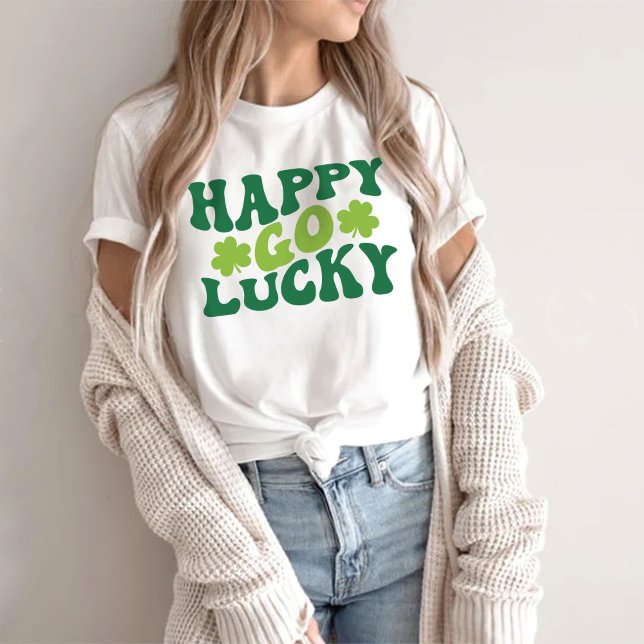 Retro Happy Go Lucky Shirt, St Patrick's Day T-Shirt (Creator Uploaded)
