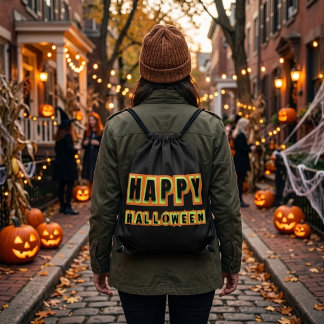 Retro Happy Halloween Spooky Season DRAWSTRING BAG