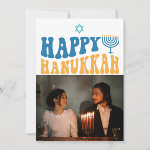 Retro Happy Hanukkah Personalized Photo Holiday Card